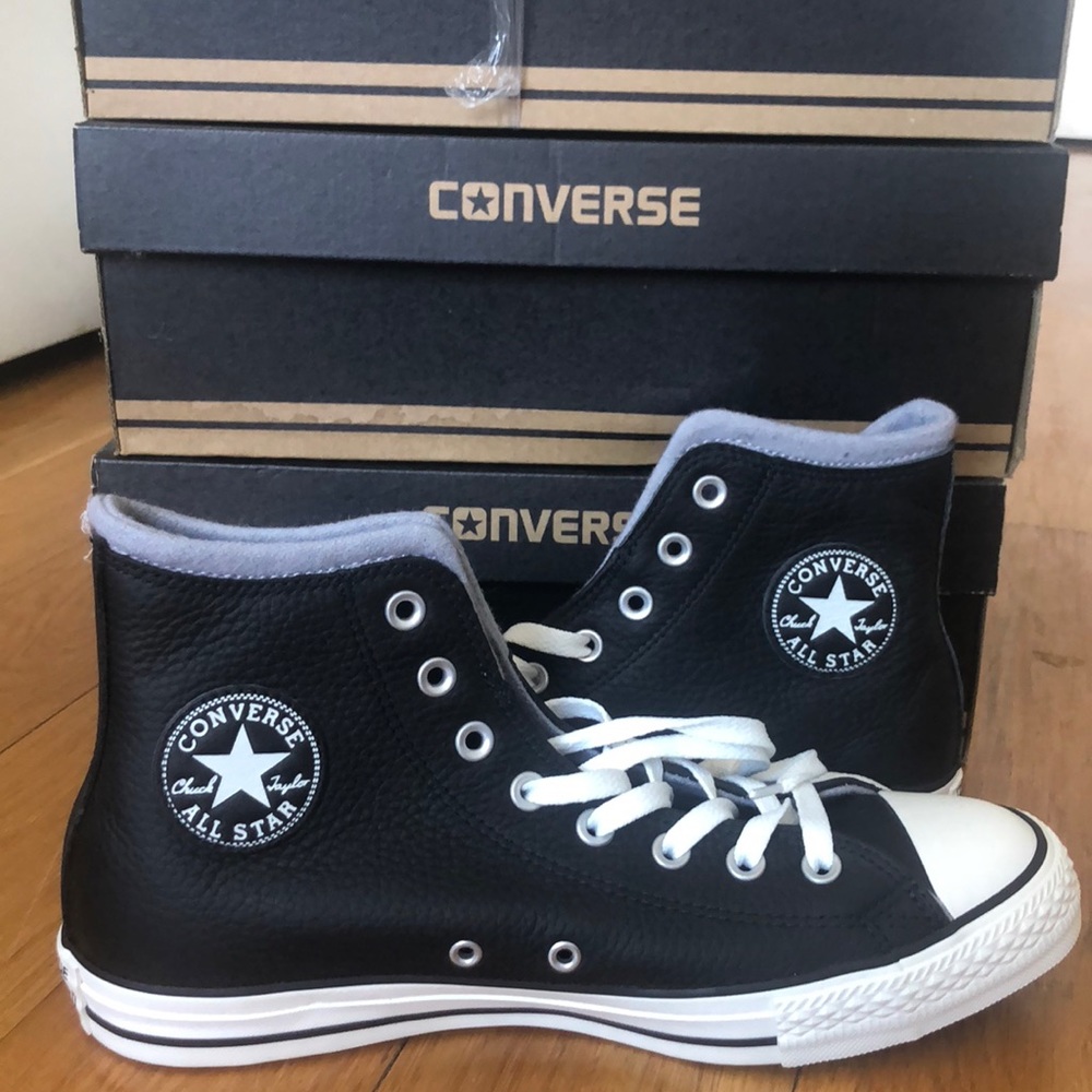 ❌ SOLD: Converse Black Leather High Tops ❌